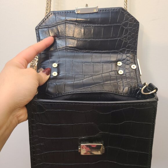ZARA black faux croc purse - Picture 3 of 6